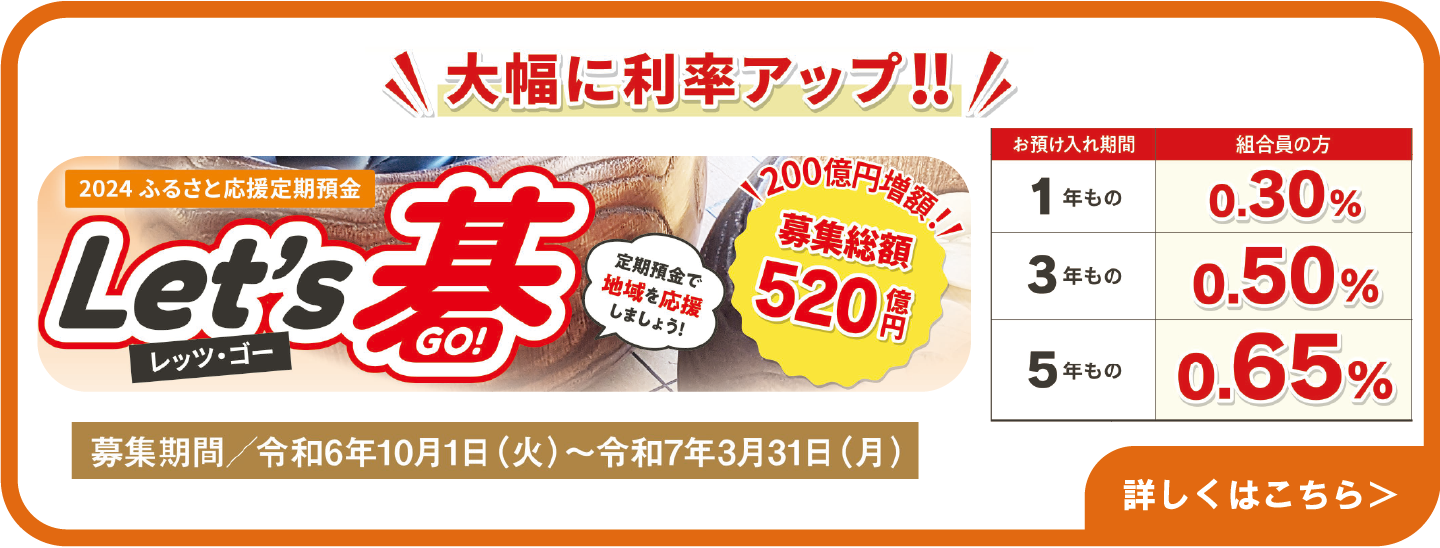 ふるさと応援定期預金Let’s碁
